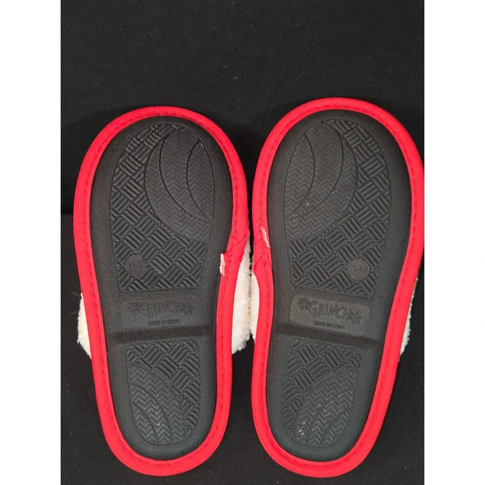 Grinch & Cindy Lou‎ Who Holiday Slippers Cozy Plush Red Plaid Kids Size 11-12